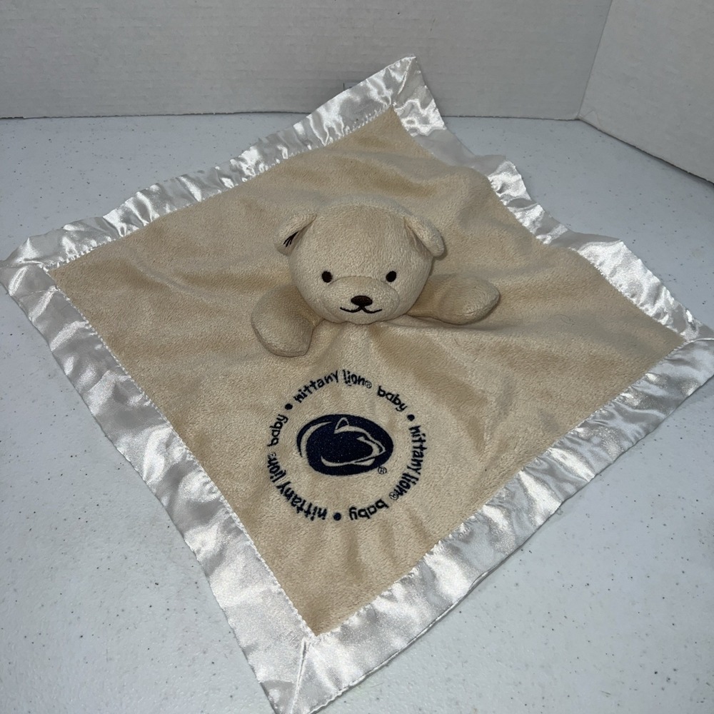 Penn State Nittany Lions Lovey Plush Baby Security Blanket Teddy Bear Satin Trim